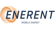 Das Logo von ENERENT zeigt einen orangefarbenen Kreis mit Strahlen und den Schriftzug 'MOBILE ENERGY' darunter.
